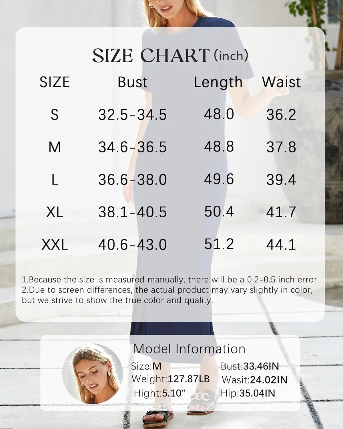 Arach&Cloz Women's Wool Blend Lightweight Summer Casual T Shirts Maxi Dress 2025