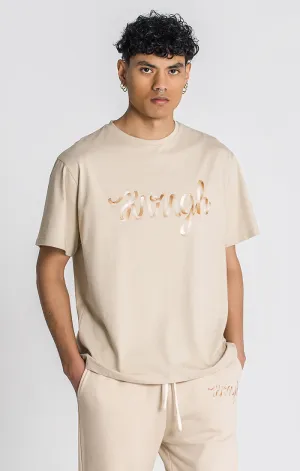 Beige Laced Oversized Tee