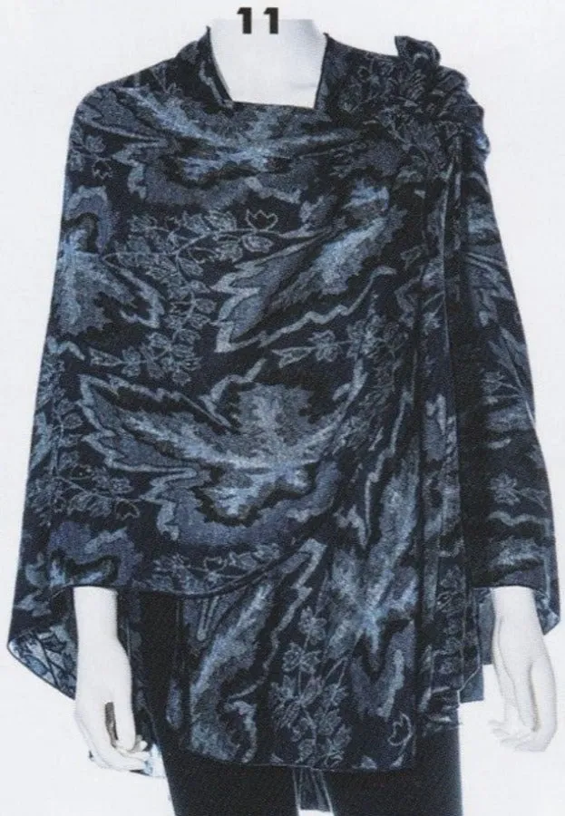 Cashmere Reversible Printed Buckle Cape Shawl