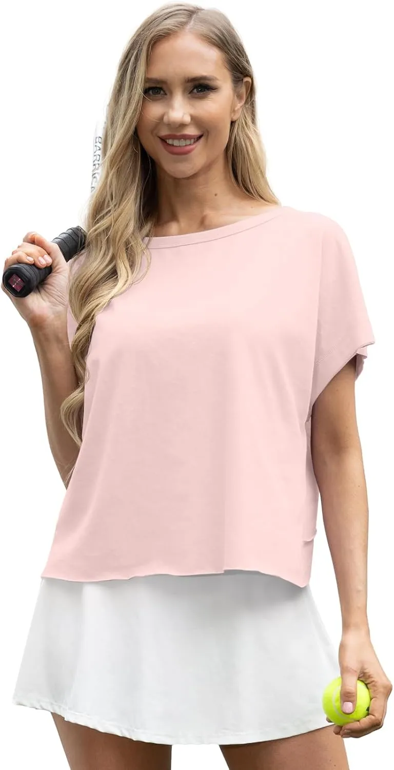 GRECERELLE Women's Open Back Workout Tops Backless Athletic Shirts Casual Crop Running Tee Y2k Yoga