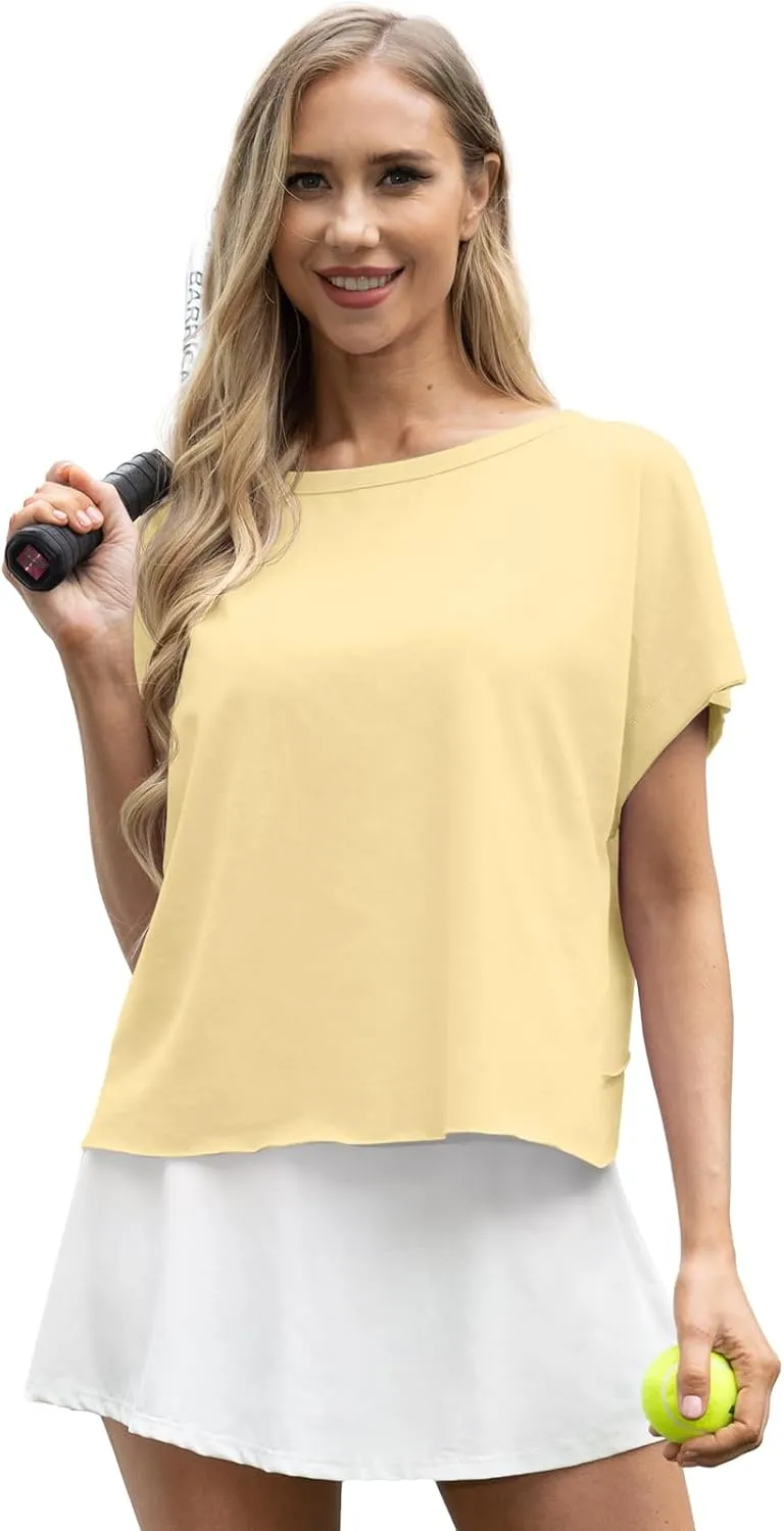 GRECERELLE Women's Open Back Workout Tops Backless Athletic Shirts Casual Crop Running Tee Y2k Yoga