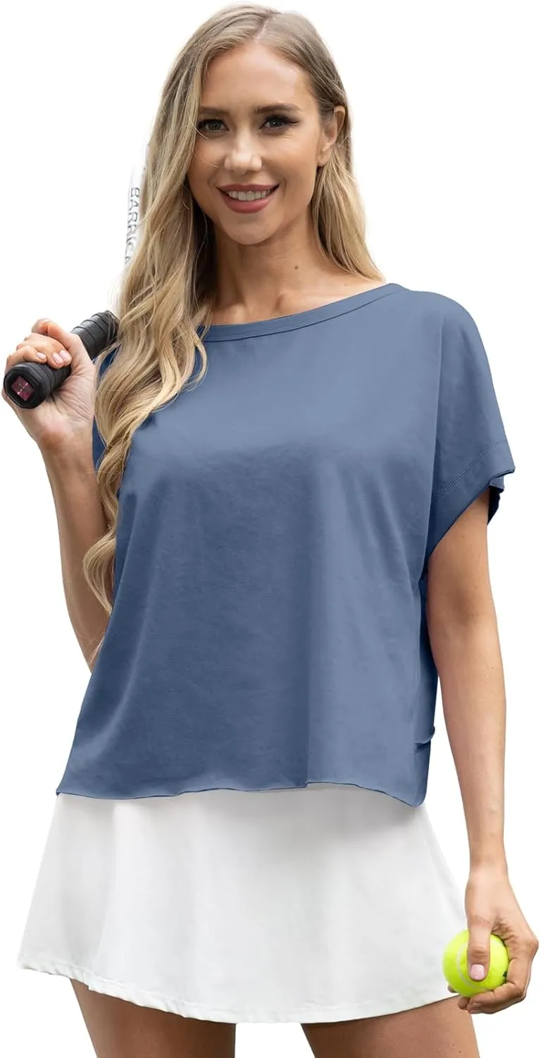 GRECERELLE Women's Open Back Workout Tops Backless Athletic Shirts Casual Crop Running Tee Y2k Yoga