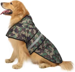 HDE Dog Raincoat Hooded Slicker Poncho for Small to X-Large Dogs and Puppies Camo - L