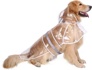 HDE Dog Raincoat Hooded Slicker Poncho for Small to X-Large Dogs and Puppies Clear - L