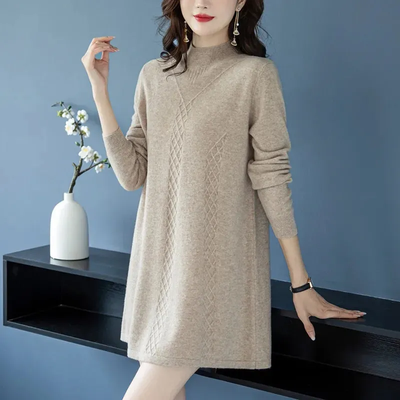 Ivyshape | Autumn Winter Women's Sweater Sweater Mid-Length Low