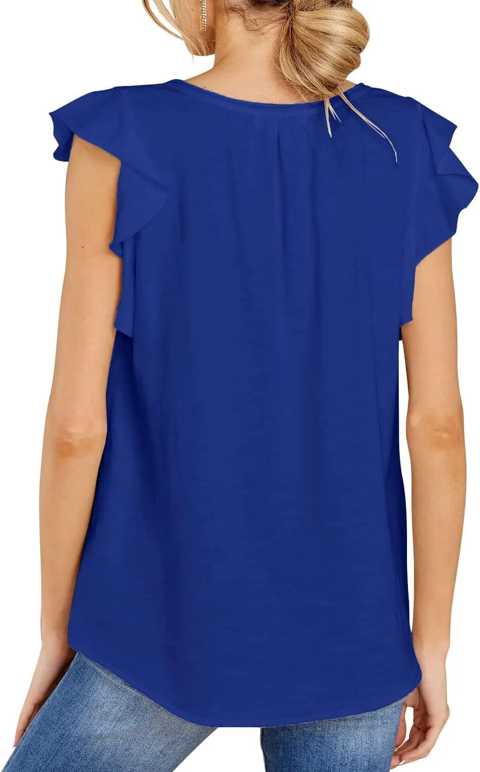 Kikula Womens Summer Tops Cute Trendy Ruffle Cap Sleeve T Shirts V Neck Tops Dressy Casual