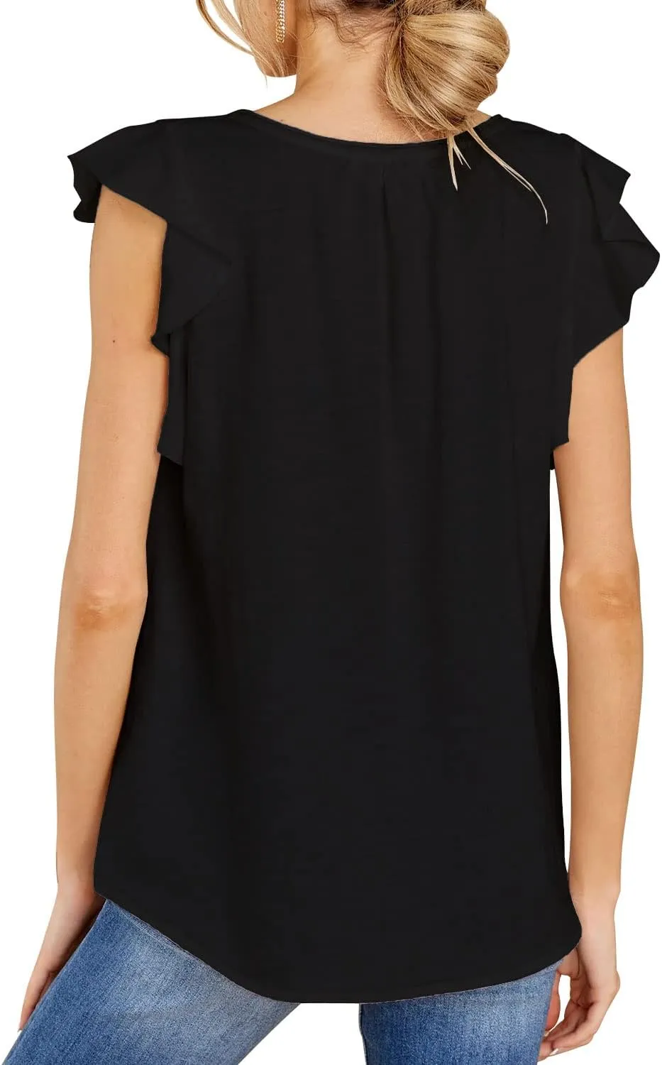 Kikula Womens Summer Tops Cute Trendy Ruffle Cap Sleeve T Shirts V Neck Tops Dressy Casual