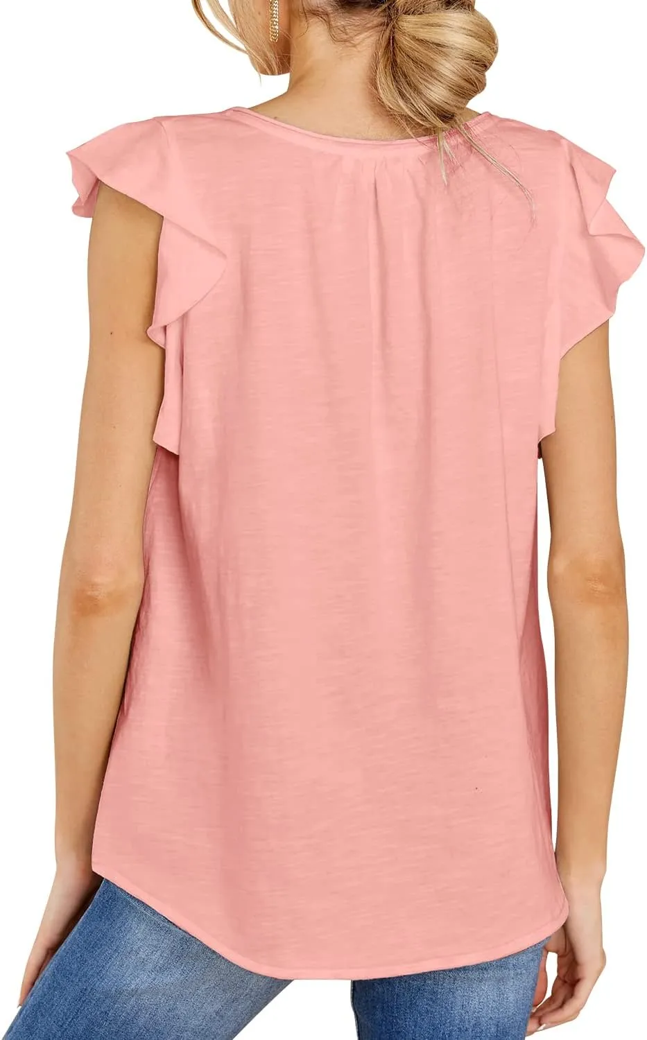 Kikula Womens Summer Tops Cute Trendy Ruffle Cap Sleeve T Shirts V Neck Tops Dressy Casual
