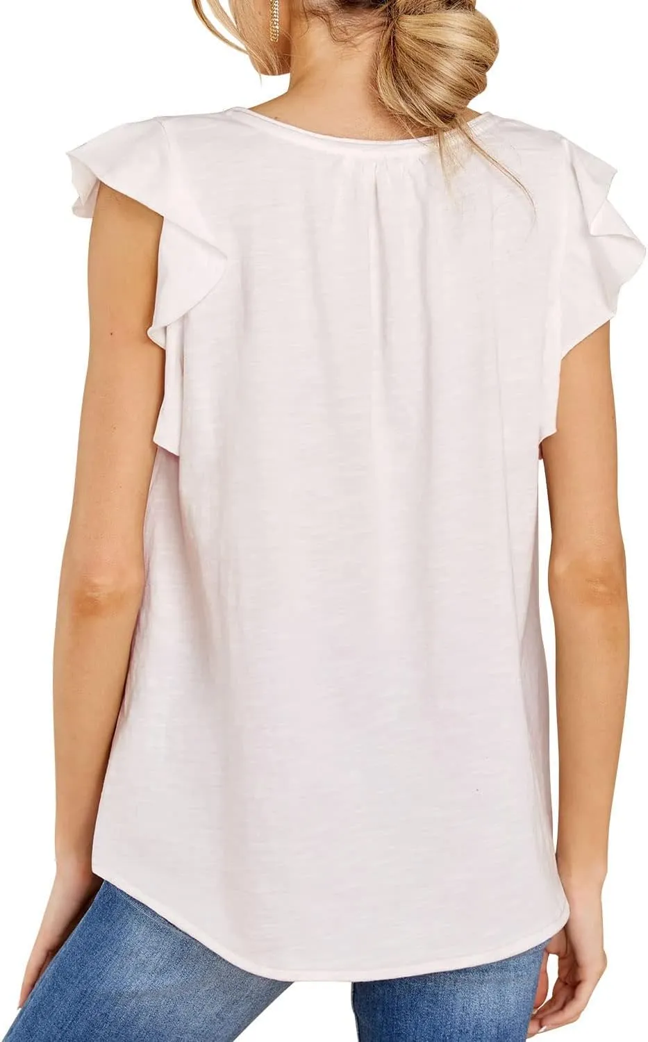 Kikula Womens Summer Tops Cute Trendy Ruffle Cap Sleeve T Shirts V Neck Tops Dressy Casual
