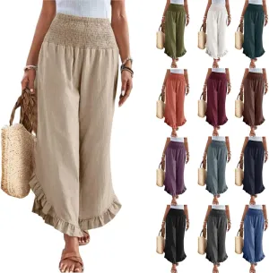 Linen Pants Women Summer Boho Wide Leg High Waist Lounge Palazzo Pant 2025 Casual Beach Vacation Outfits