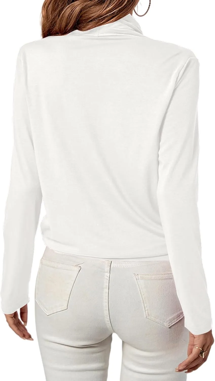 LYANER Women's Casual V Neck Cross Wrap Long Sleeve Solid Blouse Shirt Top