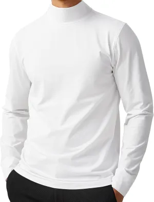 Mens Mock Neck T Shirts Pullover High Neck Turtleneck Premium Long Sleeve Sweaters for Men