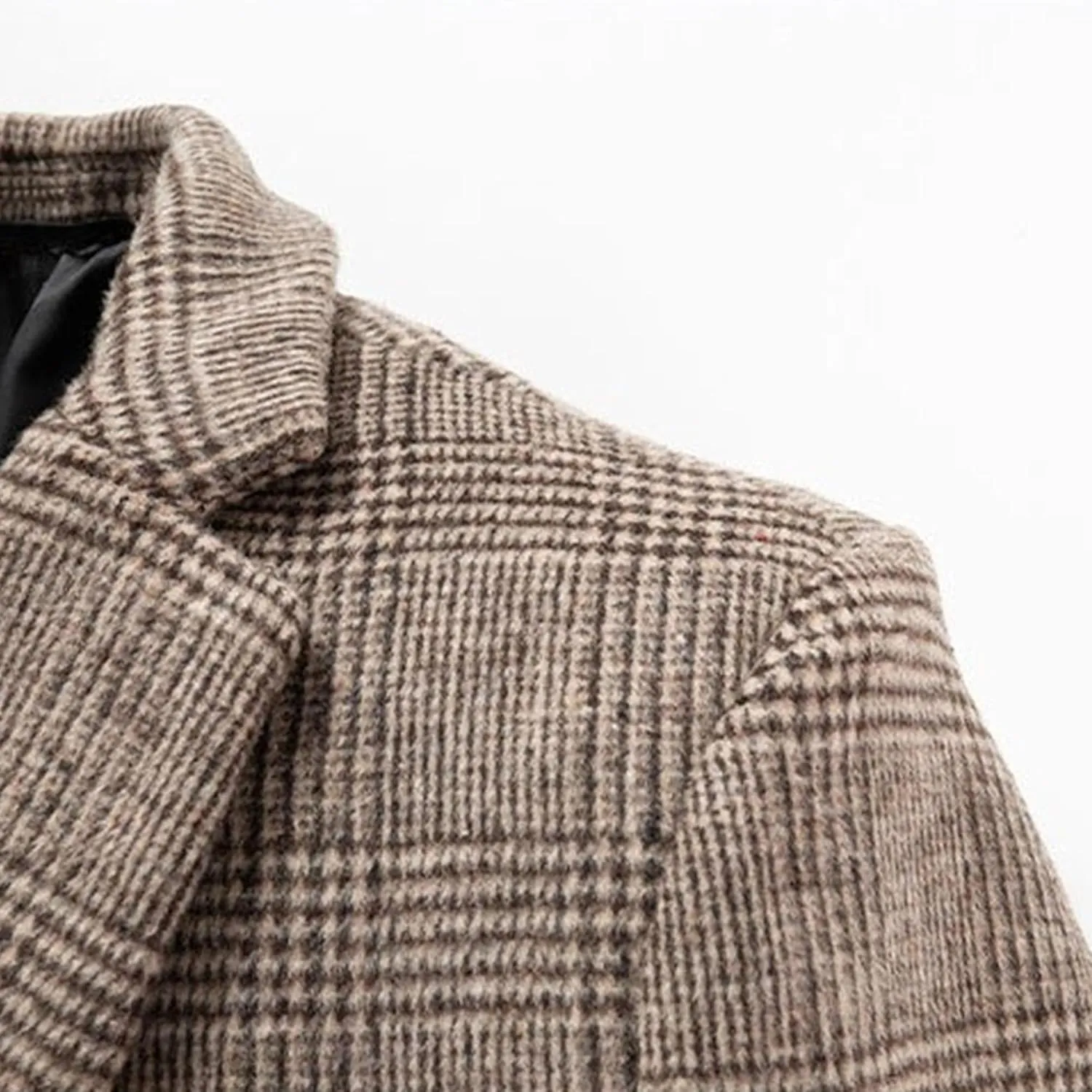 Men's Wool Blend Trench Coat Winter Long Single Breasted Peacoat Stylish Business Overcoat Slim Fit Pea Coat
