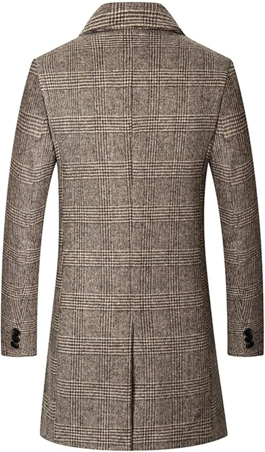 Men's Wool Blend Trench Coat Winter Long Single Breasted Peacoat Stylish Business Overcoat Slim Fit Pea Coat