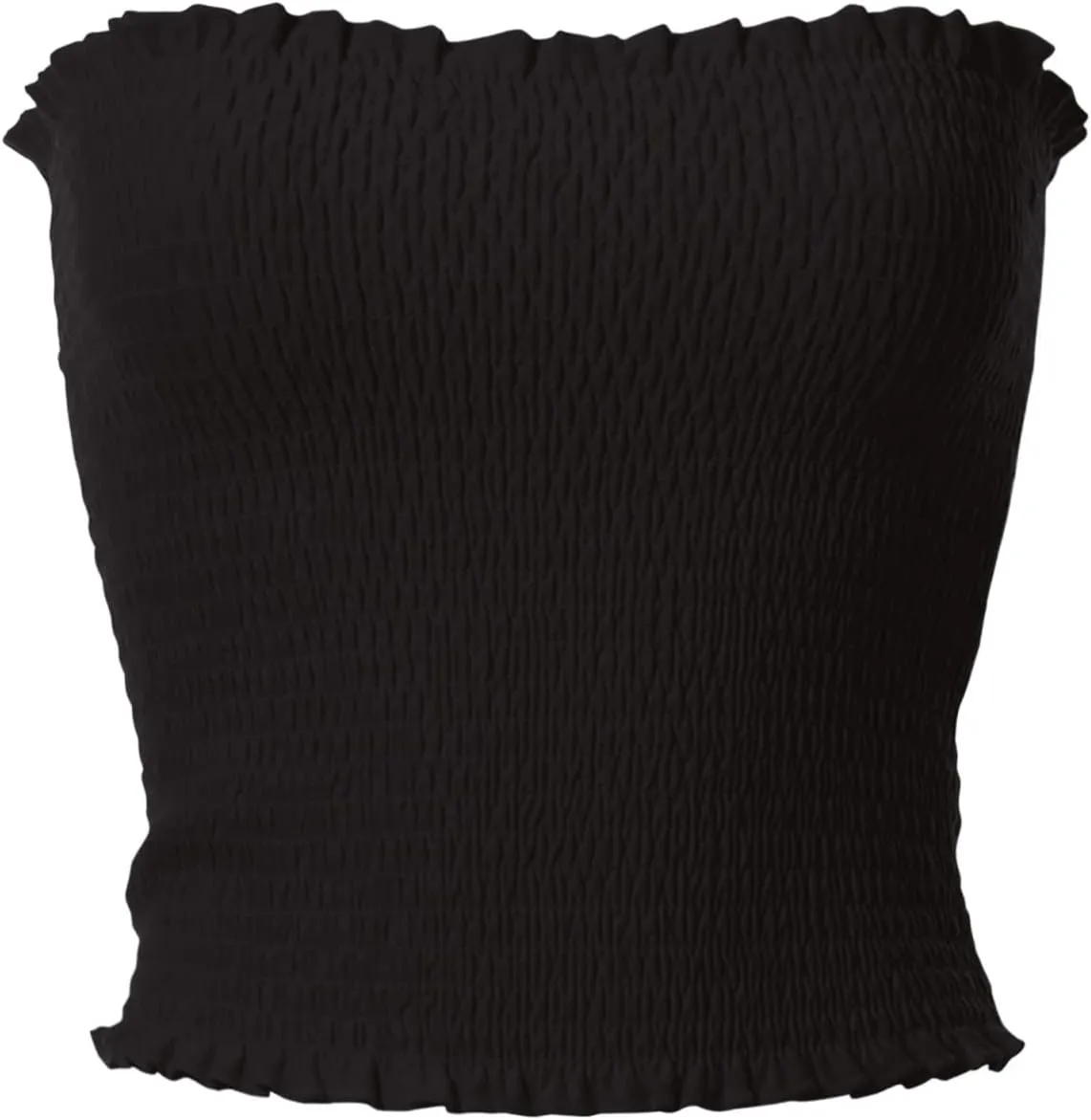 MixMatchy Women's Ruffled Smocking Crop Tube Tops Summer Casual Bandeau Top