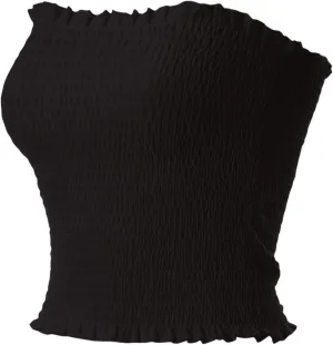 MixMatchy Women's Ruffled Smocking Crop Tube Tops Summer Casual Bandeau Top