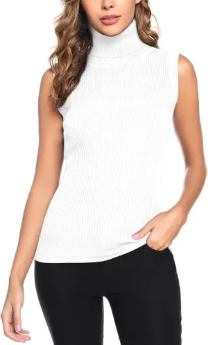 Totatuit Women's Spring Sleeveless Turtlenecks Tops Mock Neck Ribbed Solid Pullover Tank