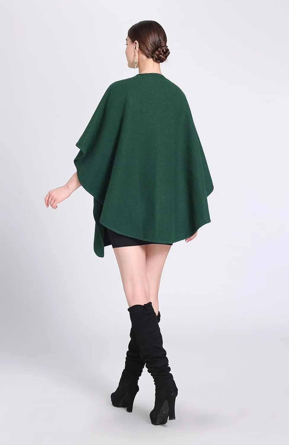 Women's Open Front Cardigan Shawls Elegant Solid Color Poncho Ruana Cape Plus Size Knit Wraps for Fall Winter