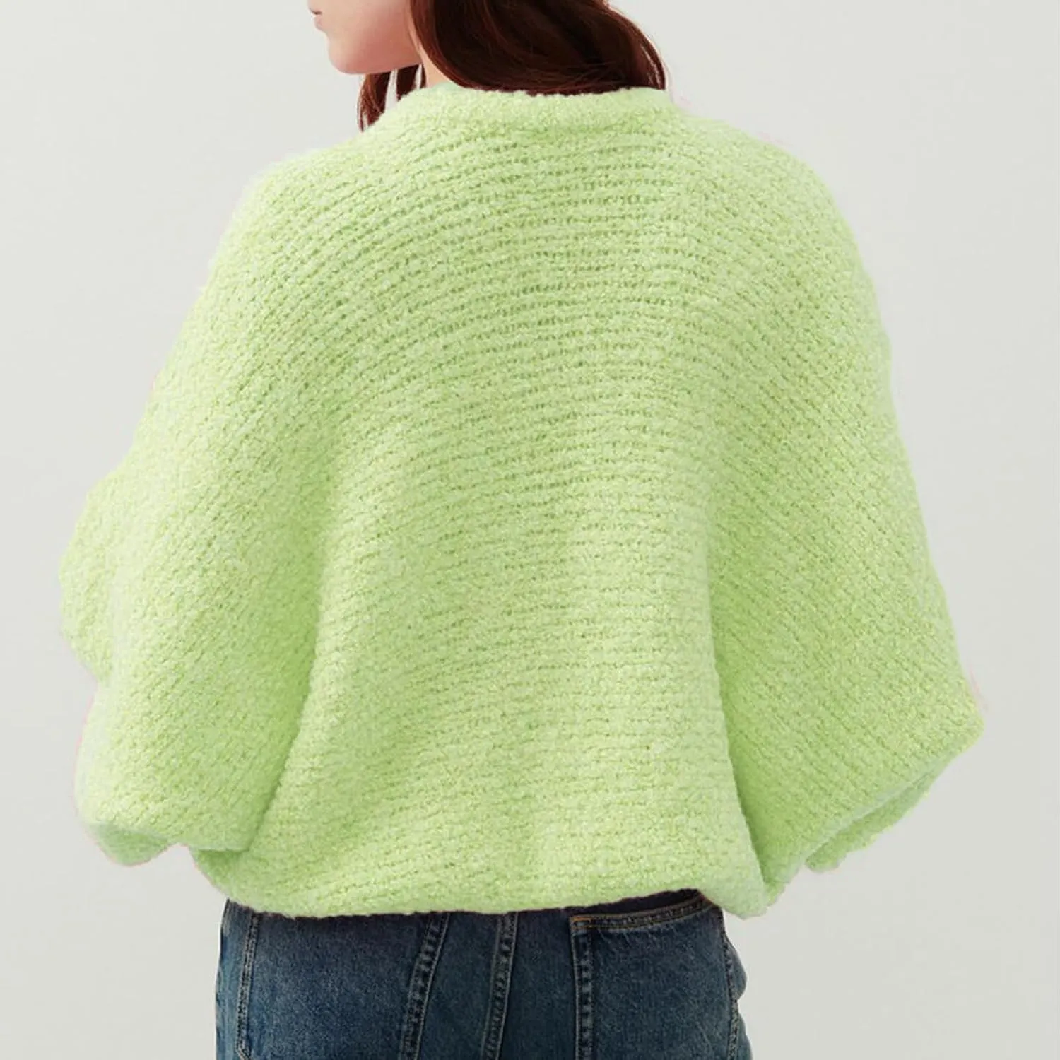 Women's Oversized Chunky Cardigan Deep V Neck Fuzzy Long Sleeve Button Down Closure Sweater Cardigan