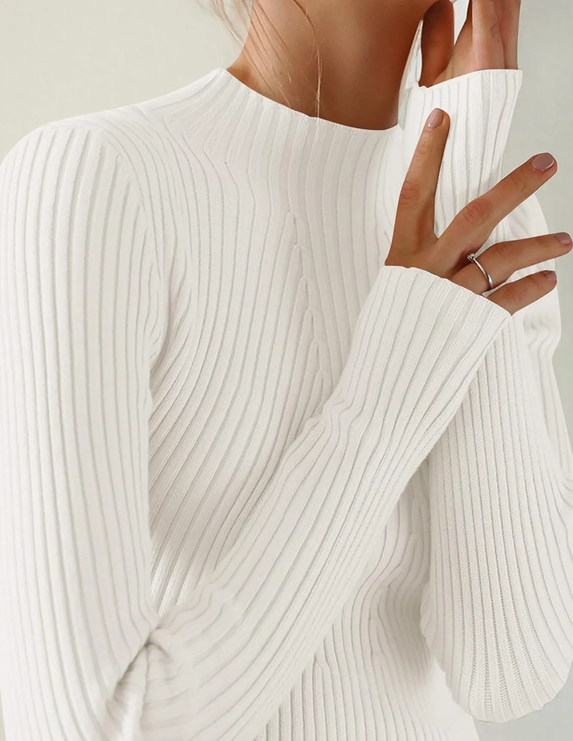 ZESICA Women's Fall Long Sleeve Turtleneck T Shirt Ribbed Knit Sweater Slim Fit Basic Casual Tee Tops